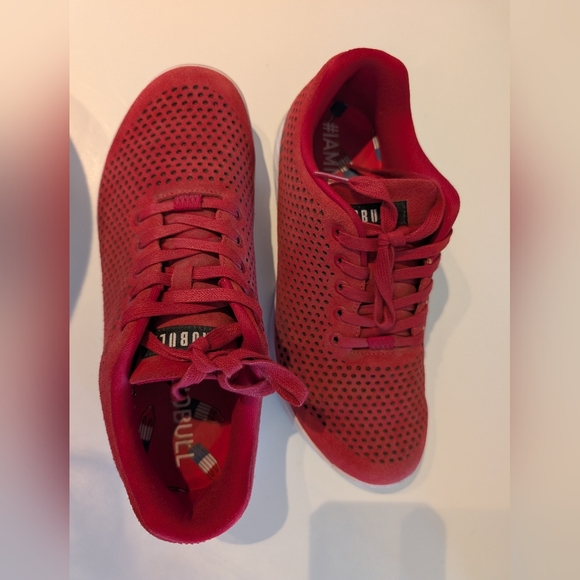 NOBULL Red Sneakers Mens 10.5 / Women\'s 12 M‎ Lace Up Perforated Suede Trainers